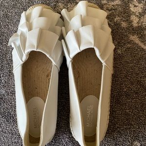 Michael Michael Kor White Leather Espadrilles